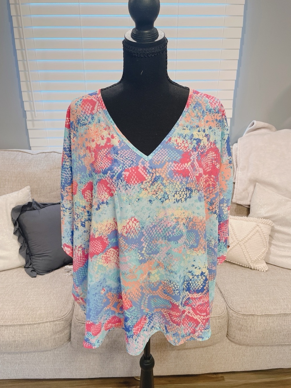 Adrienne Multicolor Snakeprint V-Neck Blouse